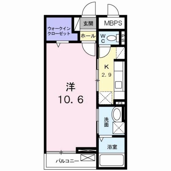 トーク鷹の羽III(1K/1階)の間取り写真