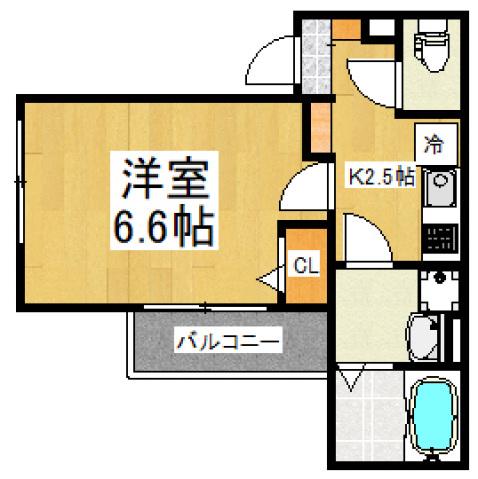 ハピネス元町(1K/3階)の間取り写真