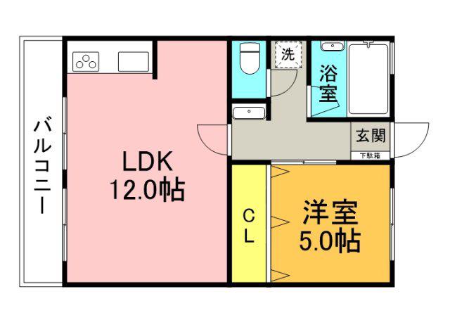 西興ビル(1LDK/4階)の間取り写真