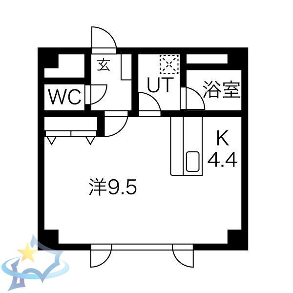 ベンビル(1K/4階)の間取り写真