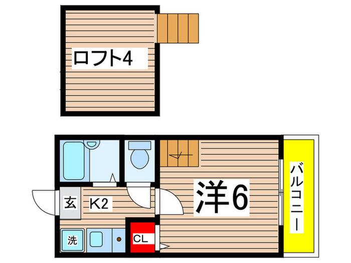 ロフティー稲田堤(1K/1階)の間取り写真
