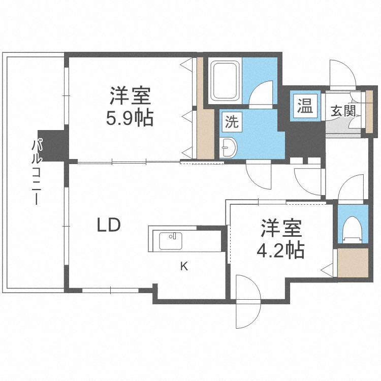 クレジデンス札幌・南4条(2LDK/2階)の間取り写真