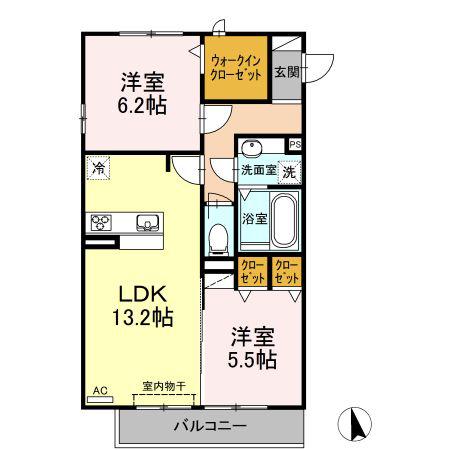 D-ROOM PLUS(2LDK/2階)の間取り写真