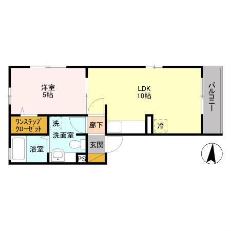 ヴェリナ旭町(1LDK/3階)の間取り写真