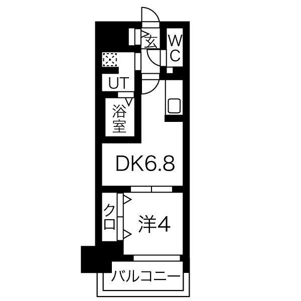 ザ・レジデンスパーク久屋大通(1DK/12階)の間取り写真
