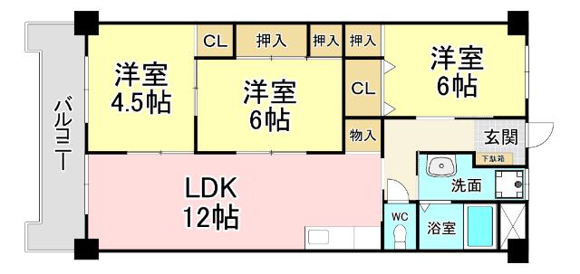 サンシティ田原(3LDK/2階)の間取り写真