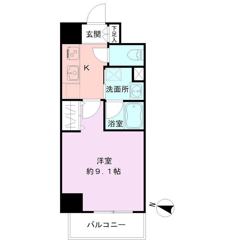 S-FORT新潟笹口(1K/2階)の間取り写真