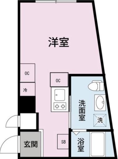 スカイヒルズ鷺ノ宮(ワンルーム/2階)の間取り写真