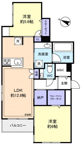 GREENCREST(2SLDK/2階)の間取り写真