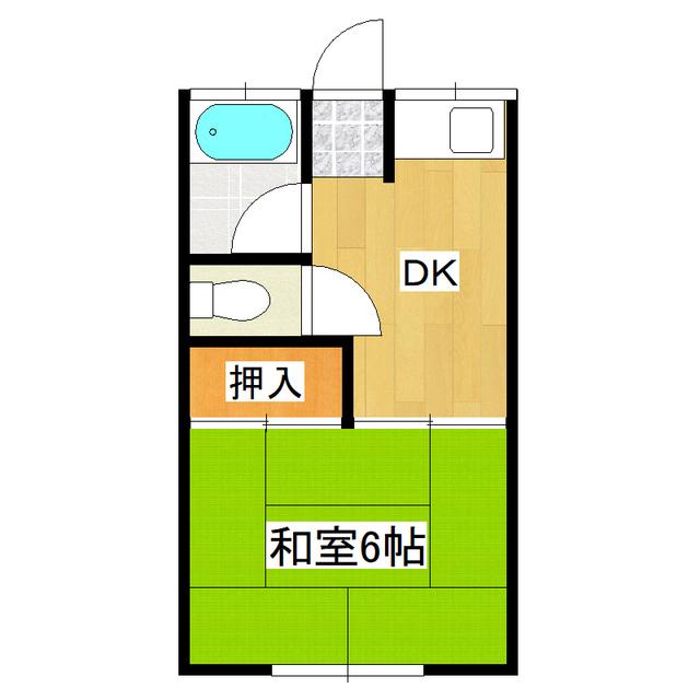 福島コーポラスC棟(1DK/2階)の間取り写真
