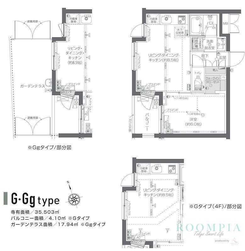 ZOOM新宿夏目坂(1LDK/1階)の間取り写真