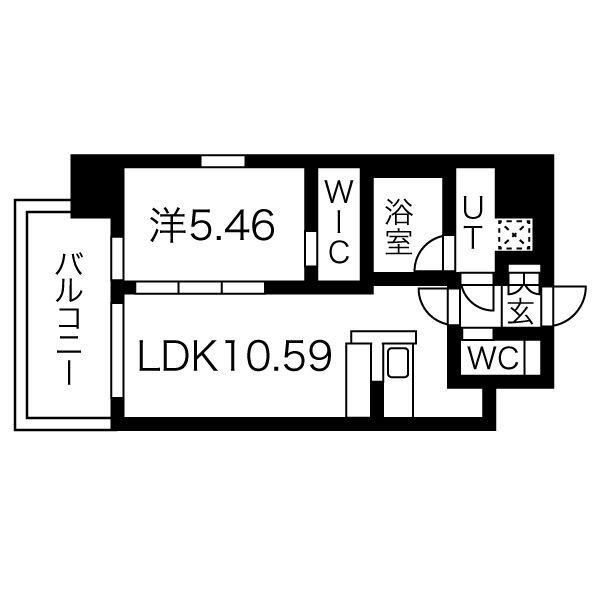 プレジオ難波(1LDK/12階)の間取り写真