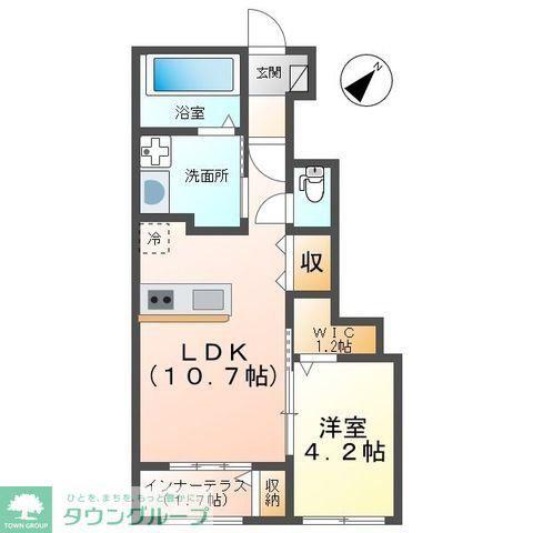 ルナ クレセンテLUNA CRESCENTE(1LDK/1階)の間取り写真