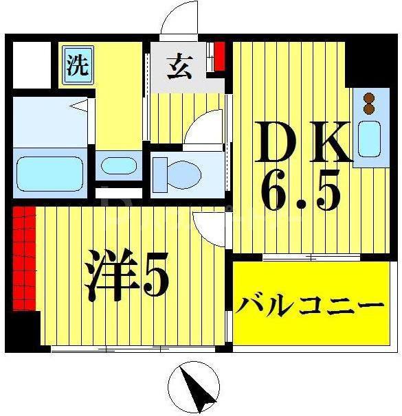 アピジ小梅向島(1DK/6階)の間取り写真
