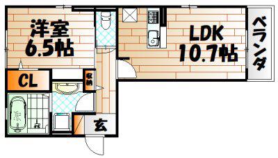 D-ROOM柳町(1LDK/1階)の間取り写真