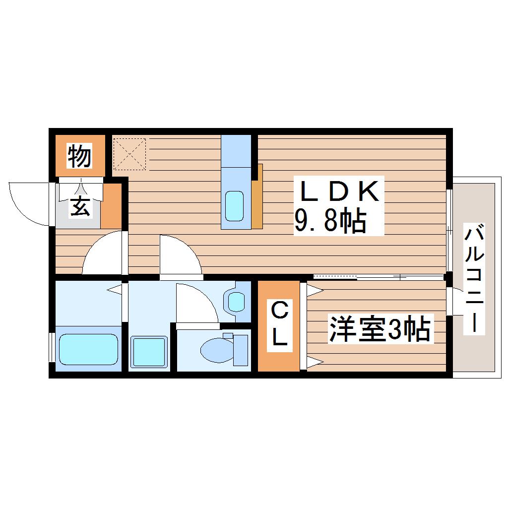 カサヴェルデ弐番館(1LDK/2階)の間取り写真