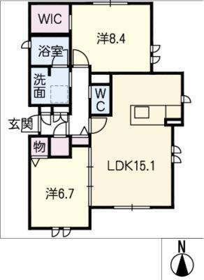 レフィナード(2LDK/1階)の間取り写真