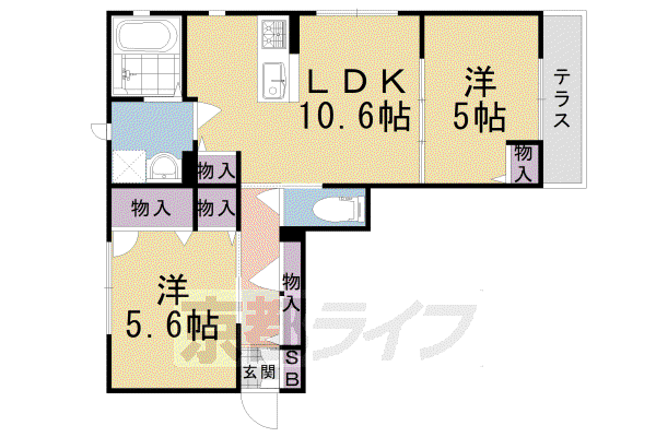 ヴィクトワール望(2LDK/1階)の間取り写真