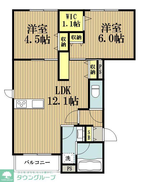 ARCOBALENO(2LDK/2階)の間取り写真