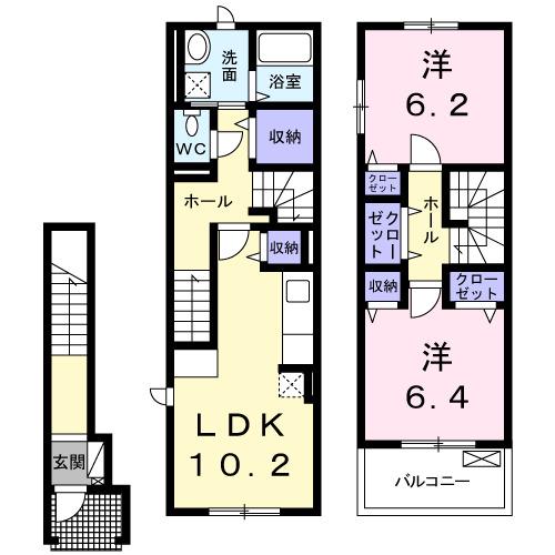 讃良レジデンス(2LDK/2階)の間取り写真