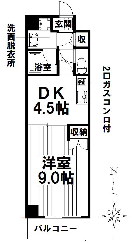 ロジェ桜本町(1DK/5階)の間取り写真