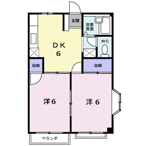 エルディムどいA(2DK/1階)の間取り写真
