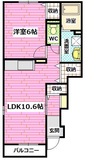 グレイススクエアA(1LDK/1階)の間取り写真