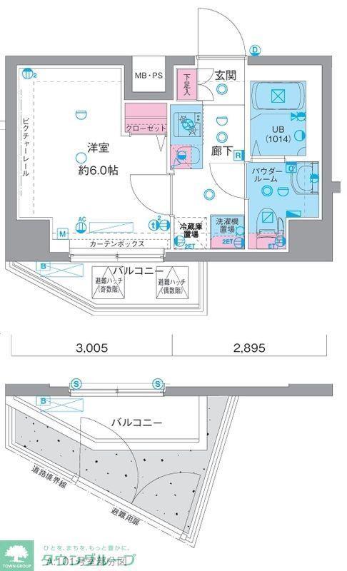 エストゥルース横浜吉野町II(1K/2階)の間取り写真
