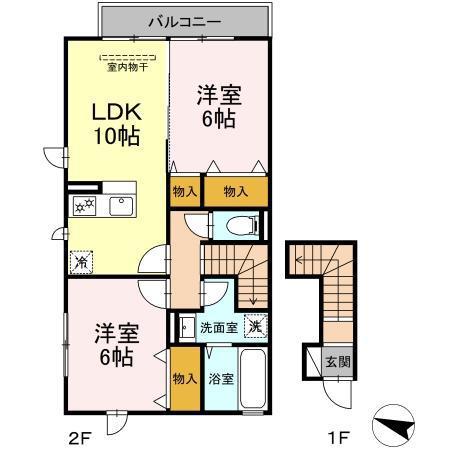 ラマージュ III(2LDK/2階)の間取り写真