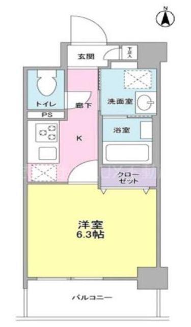 L′AXE京急蒲田(1K/3階)の間取り写真