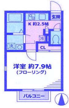 LACASA MIA(1K/2階)の間取り写真