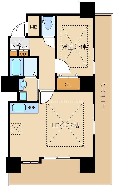 ノルデンタワー新大阪プレミアム(1LDK/21階)の間取り写真
