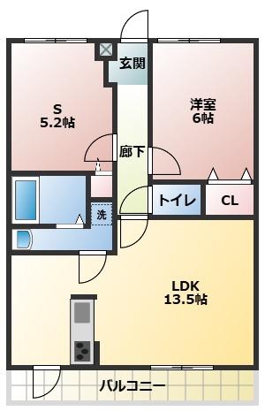 ジャスパー江南(1SLDK/5階)の間取り写真