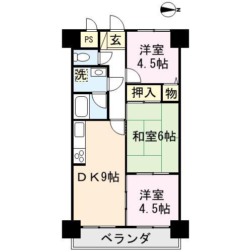 ライオンズマンション東久留米(3DK/2階)の間取り写真