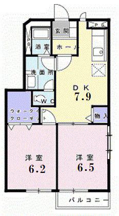 サンフェルトA(2DK/1階)の間取り写真