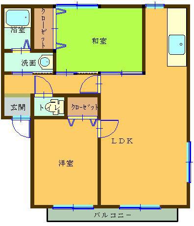 グランドゥールマルナカ 1号棟(2LDK/2階)の間取り写真