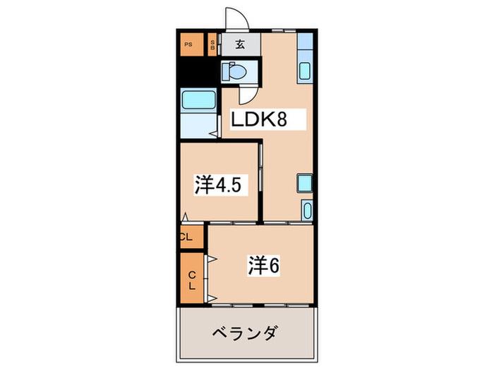 中央ビル(2LDK/3階)の間取り写真