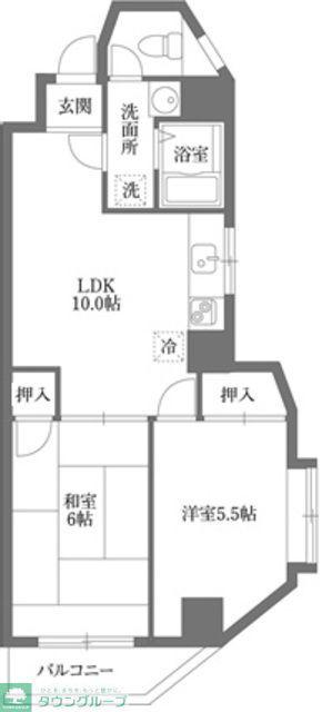 サンライズビル(2LDK/3階)の間取り写真