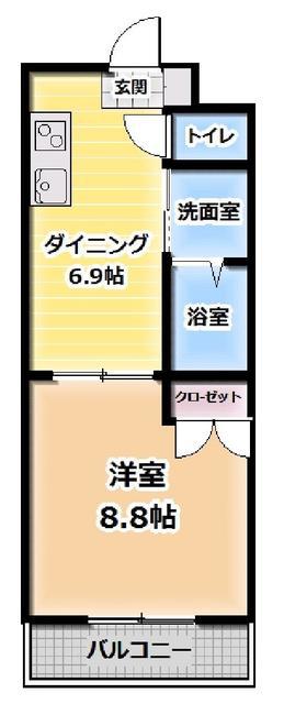 大福マンション薬円台 住居(1DK/1階)の間取り写真