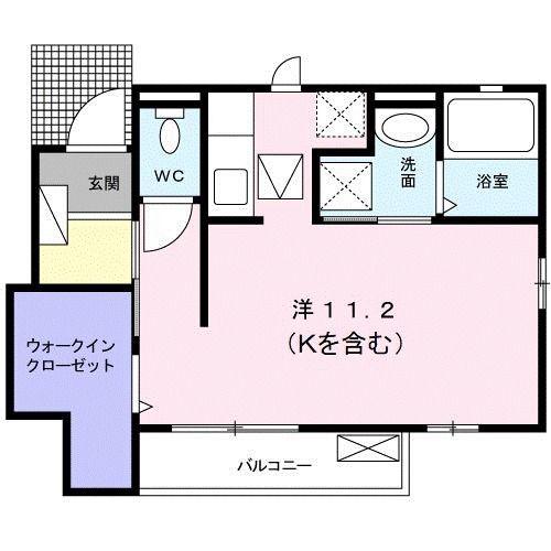 クレイン大蔵(ワンルーム/1階)の間取り写真