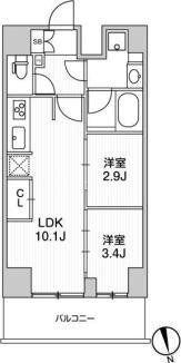 リテラス南千住サウス(2LDK/3階)の間取り写真