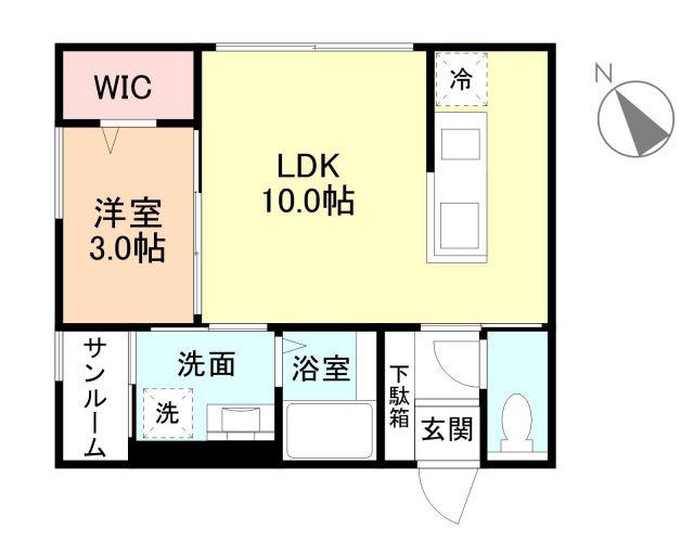 オベリスク(1LDK/2階)の間取り写真