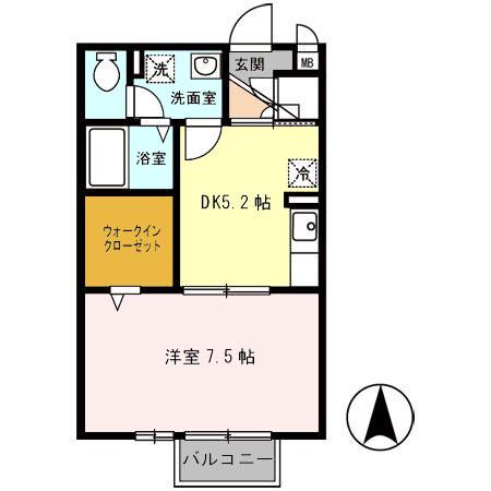 エトワール(1DK/1階)の間取り写真