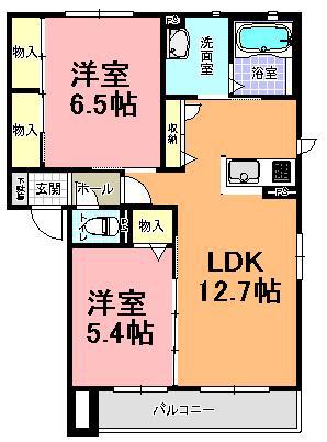 ルミエールB(2LDK/2階)の間取り写真