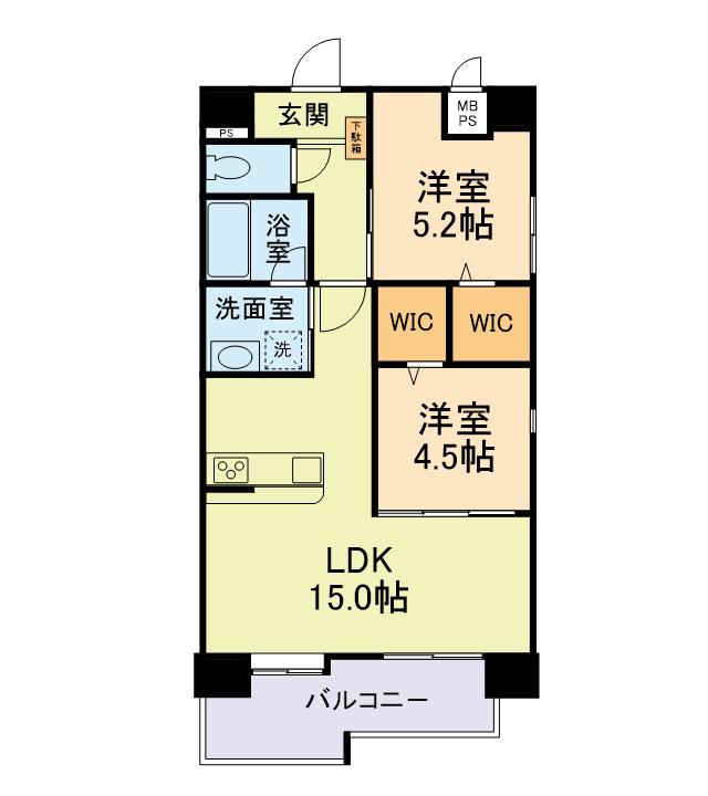 MTH GRANDE 新大江(2LDK/7階)の間取り写真