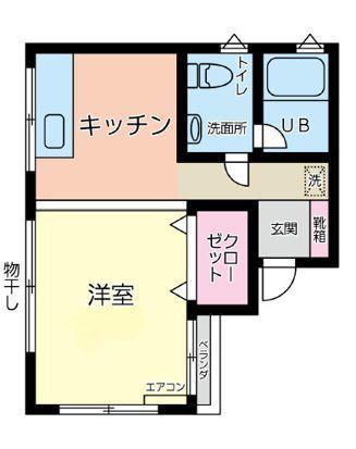 ハイシティビル(1DK/3階)の間取り写真