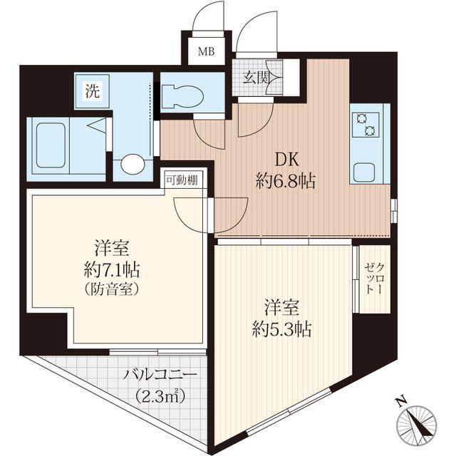 ラシクラス麹町(2DK/5階)の間取り写真