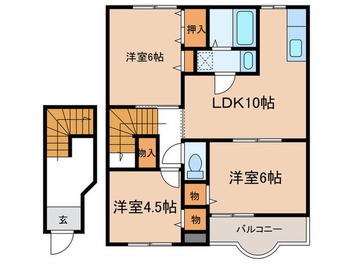 ラ・ルーノ3番館(3LDK/2階)の間取り写真