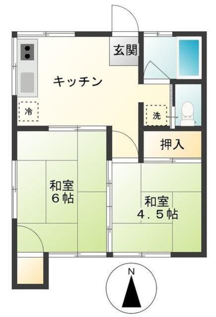 マモル荘(2K/2階)の間取り写真
