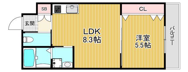 DIAS宮野町(1LDK/2階)の間取り写真